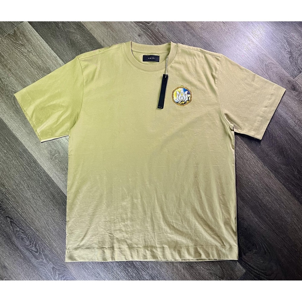 Amiri Sun Landscape Shirt Mens 2XL Beige Logo Graphic Tee T-Shirt Made USA